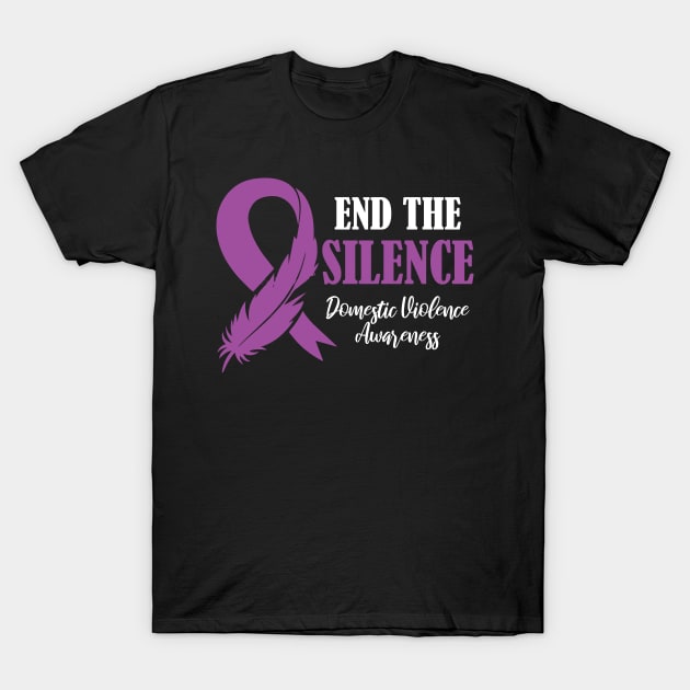 Stop Violence End the Silenc, Family Domestic Violence Awareness Purple Ribbon T-Shirt by printalpha-art